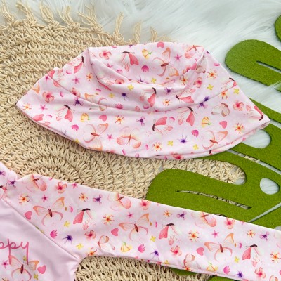 Linha Praia - Blusa com Proteção UV50+, Bucket e Calcinha - Always Happy - Rosa Claro
